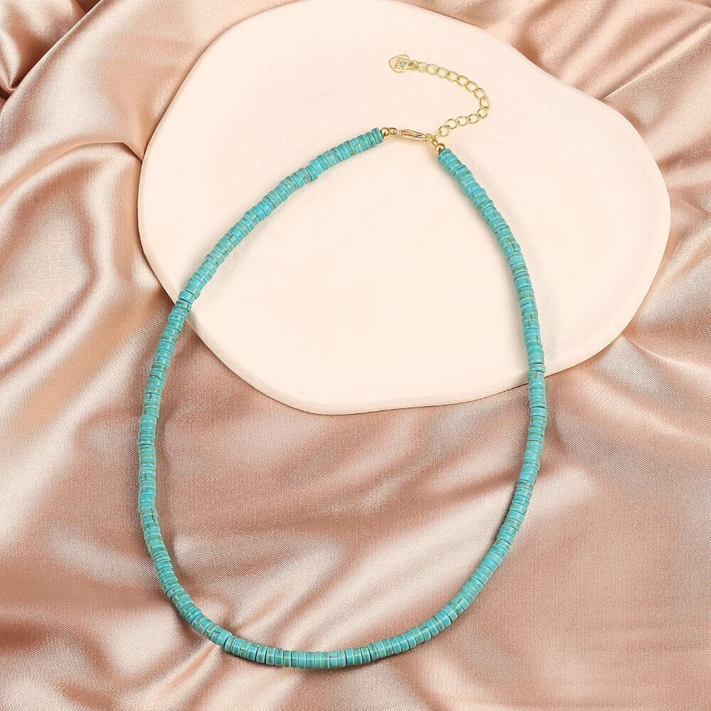 Stunning Turquoise Clay Seed Bead Choker Necklace - Perfect for Layering - Picture 1 of 7